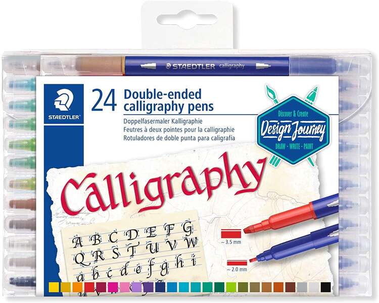 staedtler 3005 pack de 24 rotuladores de doble punta para caligrafia colores surtidos