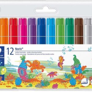 staedtler noris 340 pack de 12 rotuladores de gran tamaño trazo 3mm aprox lavable facilmente tinta base de agua colores surtidos