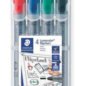 staedtler lumocolor flipchart 356 pack de 4 marcadores permanentes tinta base de agua colores surtidos