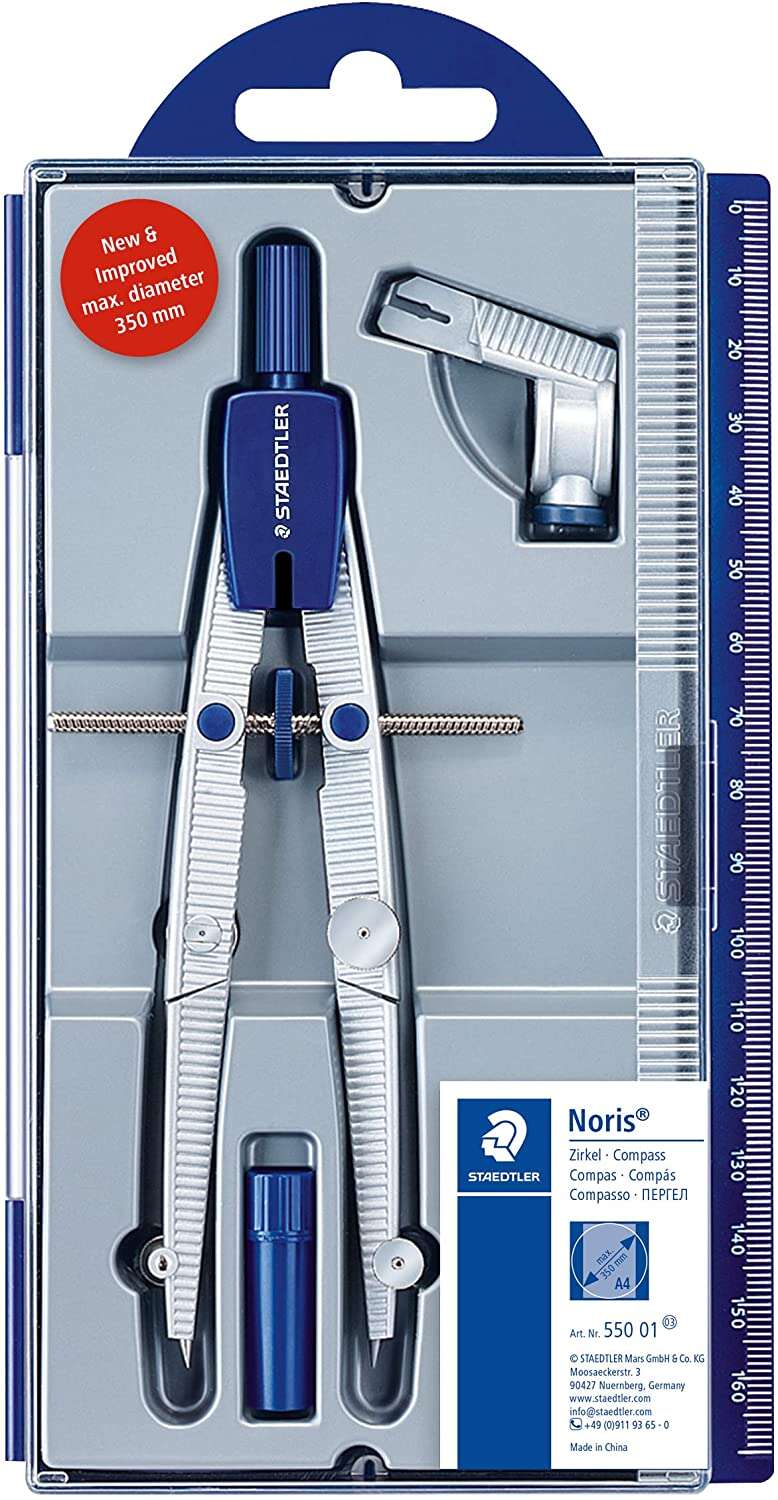 staedtler noris 550 01 compas de precision aguja y mina intercambiables mecanismo de ajuste rapido