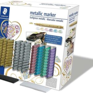 staedtler metallic pen expositor de 100 marcadores trazo 1.2mm tinta base de agua colores surtidos