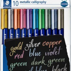 staedtler metallic calligraphy pack de 10 rotuladores para caligrafia trazo 2.8mm colores surtidos