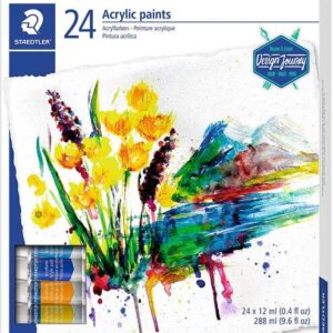 staedtler 8500 pack de 24 tubos de pintura acrilica facil de mezclar para amplia variedad de superficies colores surtidos