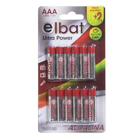 elbat pack de 12 pilas alcalinas lr03/aaa