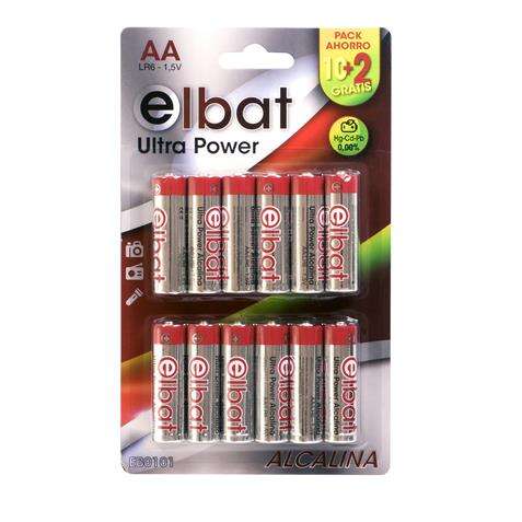 elbat pack de 12 pilas alcalinas lr6/aa