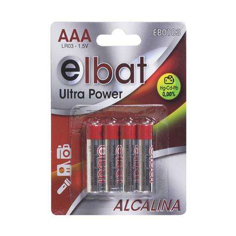 elbat pack de 4 pilas alcalinas lr03/aaa