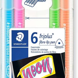 staedtler triplus color 323 pack de 6 rotuladores de punta fina trazo 1mm aprox tinta base de agua colores surtidos