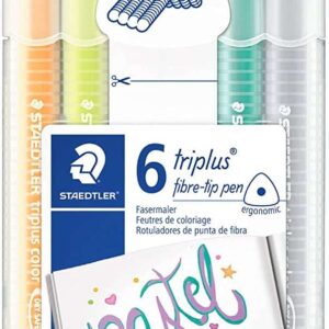 staedtler triplus color 323 pack de 6 rotuladores de punta fina trazo 1mm aprox tinta base de agua colores surtidos