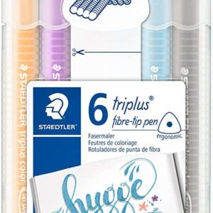 staedtler triplus color 323 pack de 6 rotuladores de punta fina trazo 1mm aprox tinta base de agua colores surtidos