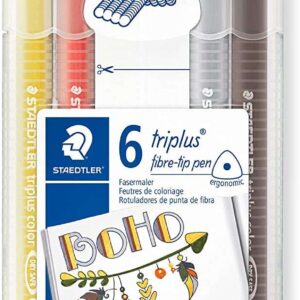 staedtler triplus color 323 pack de 6 rotuladores de punta fina trazo 1mm aprox tinta base de agua colores surtidos
