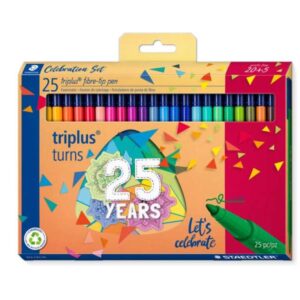 staedtler triplus color 323 pack de 25 rotuladores de punta fina trazo 1mm aprox tinta base de agua colores surtidos