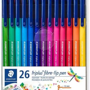 staedtler triplus color 323 pack de 26 rotuladores de punta fina trazo 1mm aprox tinta base de agua colores surtidos
