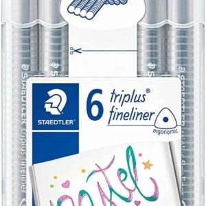 staedtler triplus fineliner 334 pack de 6 rotuladores de punta fina trazo 0.3mm aprox tinta base de agua colores surtidos