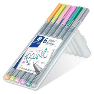 staedtler triplus fineliner 334 pack de 6 rotuladores de punta fina trazo 0.3mm aprox tinta base de agua colores surtidos