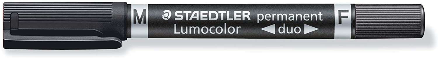 staedtler lumocolor 348 rotulador permanente de doble punta m y f secado rapido color negro