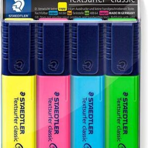 staedtler textsurfer classic 364 pack de 4 marcadores fluorescentes secado rapido trazo 1 5mm aprox colores surtidos