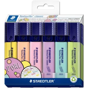 staedtler textsurfer classic 364 pastel pack de 6 marcadores fluorescentes secado rapido trazo 1 5mm aprox colores pastel surtidos