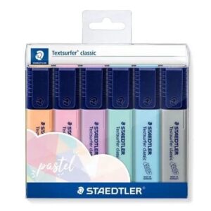 staedtler textsurfer classic 364 pack de 6 marcadores fluorescentes secado rapido trazo 1 5mm aprox colores pastel surtidos