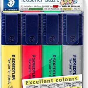 staedtler textsurfer classic 364 pack de 4 marcadores fluorescentes punta biselada 1 5mm aprox secado rapido colores surtidos