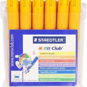staedtler noris watercolour 340 pack de 6 rotuladores de gran tamaño trazo 3mm aprox lavable facilmente tinta base de agua color amarillo