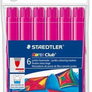 staedtler noris watercolour 340 pack de 6 rotuladores de gran tamaño trazo 3mm aprox lavable facilmente tinta base de agua color magenta