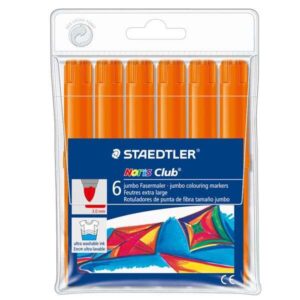staedtler noris watercolour 340 pack de 6 rotuladores de gran tamaño trazo 3mm aprox lavable facilmente tinta base de agua color naranja