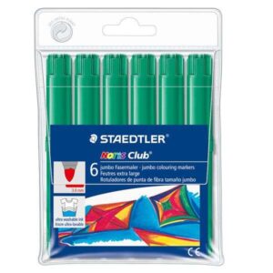 staedtler noris watercolour 340 pack de 6 rotuladores de gran tamaño trazo 3mm aprox lavable facilmente tinta base de agua color verde