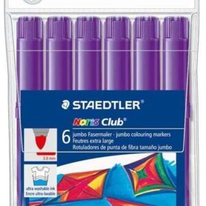 staedtler noris watercolour 340 pack de 6 rotuladores de gran tamaño trazo 3mm aprox lavable facilmente tinta base de agua color violeta