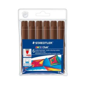 staedtler noris watercolour 340 pack de 6 rotuladores de gran tamaño trazo 3mm aprox lavable facilmente tinta base de agua color marron