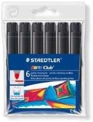 staedtler noris watercolour 340 pack de 6 rotuladores de gran tamaño trazo 3mm aprox lavable facilmente tinta base de agua color negro