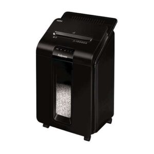 fellowes automax 100m destructora de papel automatica minicorte p 4 autoalimentacion 100 hojas, manual 10 hojas papelera de 23l color negro