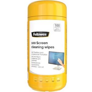 fellowes pack de 100 toallitas de limpieza para pantallas