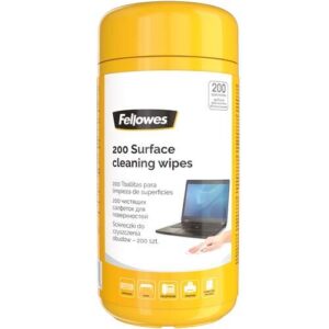 fellowes pack de 200 toallitas de limpieza para superficies