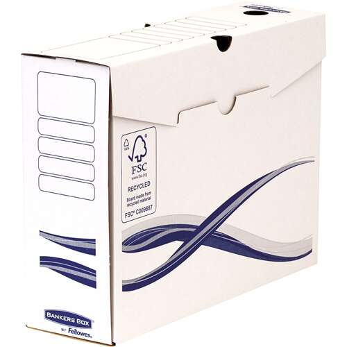 fellowes bankers box basic pack de 25 cajas de archivo definitivo a4+ 100mm montaje manual carton reciclado certificacion fsc