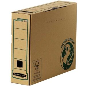 fellowes bankers box earth caja de archivo definitivo a4 80mm montaje manual carton reciclado certificacion fsc color marron