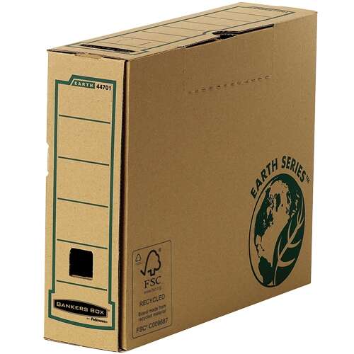 fellowes bankers box earth caja de archivo definitivo a4 80mm montaje manual carton reciclado certificacion fsc color marron
