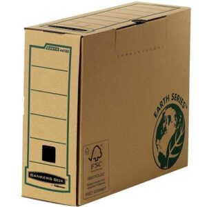 fellowes bankers box earth caja de archivo definitivo a4 100mm montaje manual carton reciclado certificacion fsc color marron