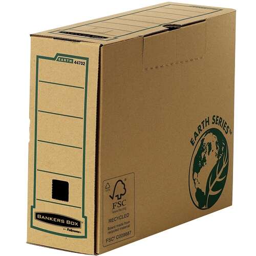 fellowes bankers box earth caja de archivo definitivo a4 100mm montaje manual carton reciclado certificacion fsc color marron
