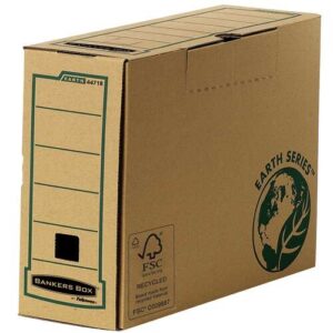 fellowes bankers box earth caja de archivo definitivo folio 100mm montaje manual carton reciclado certificacion fsc color marron