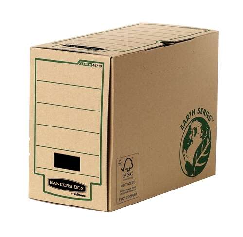 fellowes bankers box earth caja de archivo definitivo folio 150mm montaje manual carton reciclado certificacion fsc color marron
