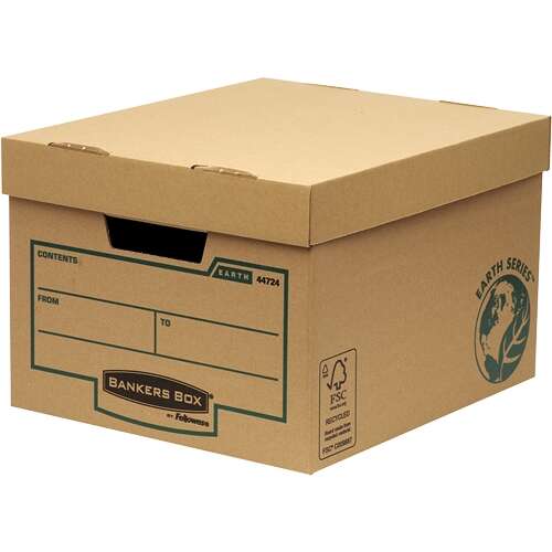 fellowes bankers box earth contenedor de archivos montaje manual carton reciclado certificacion fsc color marron
