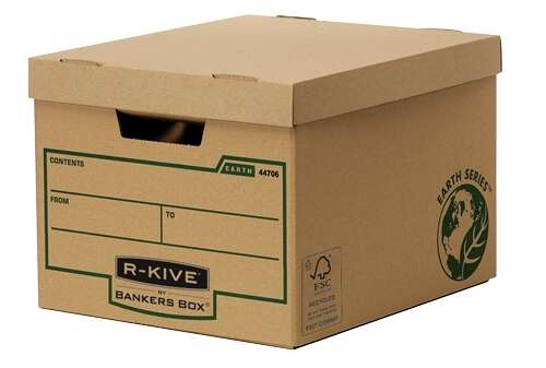 fellowes bankers box earth contenedor de archivos montaje manual carton reciclado certificacion fsc color marron