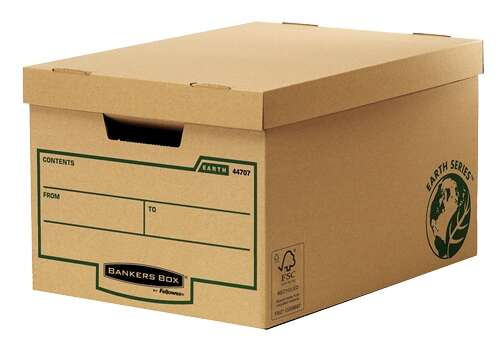 fellowes bankers box earth maxi contenedor de archivos montaje manual carton reciclado certificacion fsc color marron