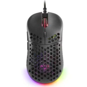 mars gaming mm55 raton gaming usb 12800dpi carcasa de panel perforado 5 botones iluminacion rgb chroma uso diestro cable de 1.70m