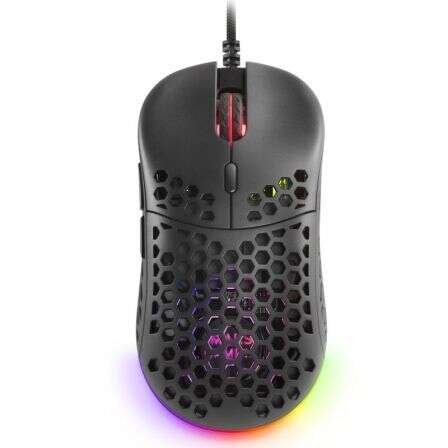 mars gaming mm55 raton gaming usb 12800dpi carcasa de panel perforado 5 botones iluminacion rgb chroma uso diestro cable de 1.70m