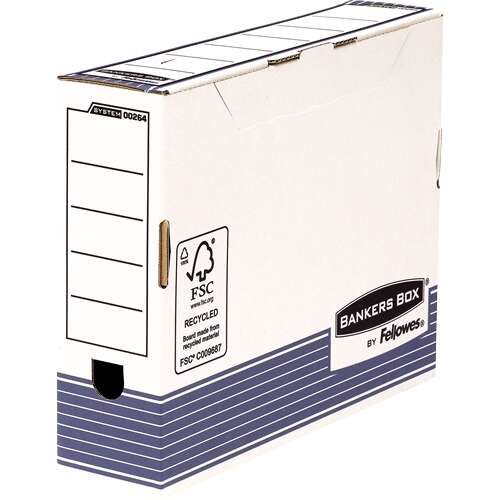 fellowes bankers box caja de archivo definitivo 80mm a4 montaje automatico fastfold carton reciclado certificacion fsc