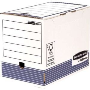 fellowes bankers box caja de archivo definitivo 200mm a4 montaje automatico fastfold carton reciclado certificacion fsc