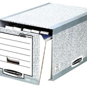 fellowes bankers box cajon archivador montaje manual carton reciclado certificacion fsc color gris
