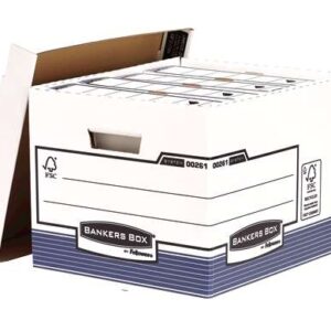 fellowes bankers box contenedor de archivos montaje automatico fastfold carton reciclado certificacion fsc