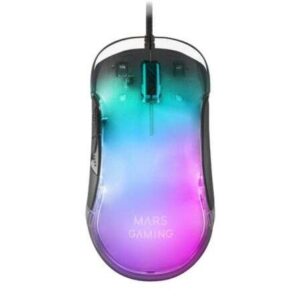 mars gaming mmglow raton gaming usb 12800dpi cuerpo con acabado espejo 6 botones iluminacion rgb chroma uso diestro cable de 1.70m